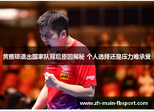 黄雅琼退出国家队背后原因揭秘 个人选择还是压力难承受