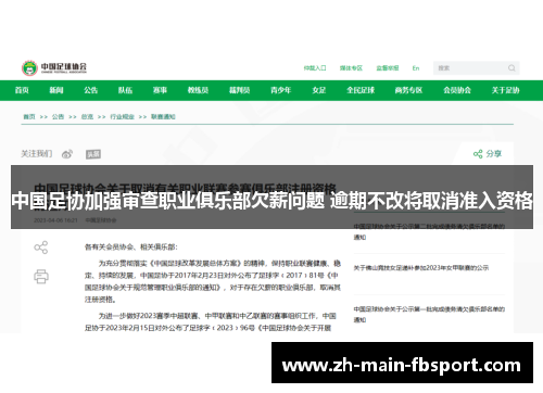 中国足协加强审查职业俱乐部欠薪问题 逾期不改将取消准入资格 中国足协加强审查职业俱乐部欠薪问题 逾期不改将取消准入资格